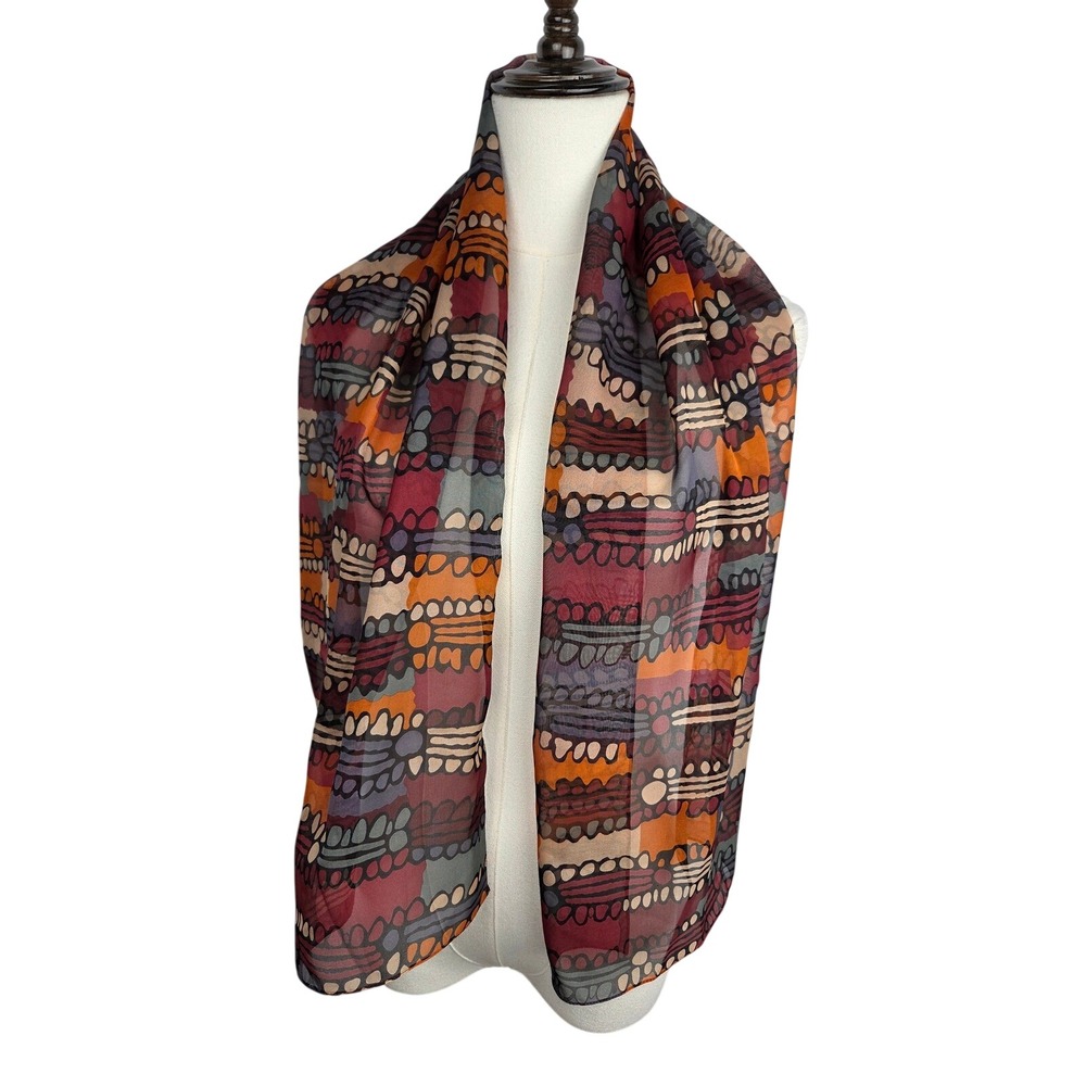 Judy Napangardi Martin Scarf Multicolor Warnarri Ceremony Aboriginal Art To Wear